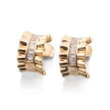 Newbridge Silverware Earrings Demi Gold w/CZ