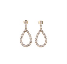 Newbridge Silverware Earrings Drop Baguette Stones Gold