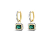 Absolute Jewellery Earrings Gold Hoop Square Emerald E2274EM