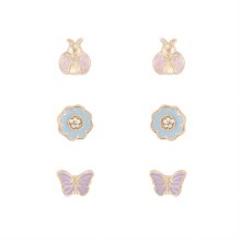 Indulgence Earrings Gold Trio Flower/Butterfly/Gold Ball