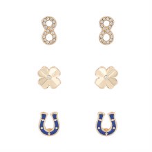 Indulgence Earrings Gold Trio Horseshoe/Shamrock/Infinity