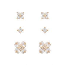 Indulgence Earrings Gold CZ Crystal Flowe