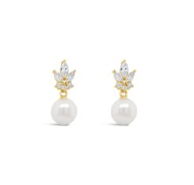 Absolute Jewellery Earrings Gold Pearl Drop E2326GL