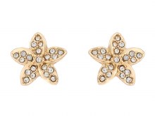 Indulgence Earrings Gold Flower Crystal