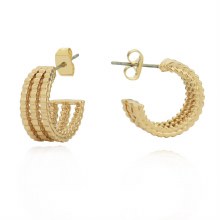 Tipperary Crystal Earrings Hoop Gold Triple Rope