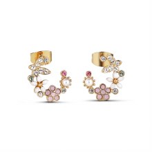 Newbridge Silverware Earrings Pink & Green Floral Butterfly