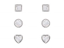 Indulgence Earrings Rhodium CZ Trio