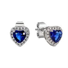 Tipperary Crystal Earrings Sapphire Silver Heart