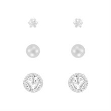 Indulgence Earrings Silver Trio Stud/Ball/Circle