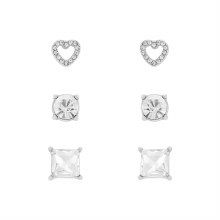 Indulgence Earrings Silver Trio Stud Heart