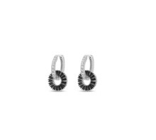 Absolute Jewellery Earrings Silver Hoop Midnight Blue E2282MB