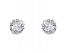 Indulgence Earrings Silver Crown CZ Stone