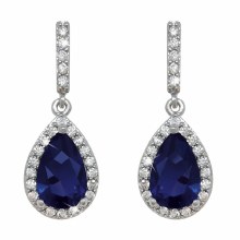 Tipperary Crystal Earrings Silver Pear Blue
