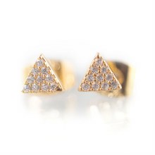Newbridge Silverware Earrings Triangular Gold w/CZ