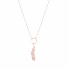 Tipperary Crystal  Feather & Circle Pendant Rose Gold