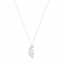 Tipperary Crystal  Feather Pendant Long Silver Voilet CZ