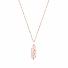 Tipperary Crystal  Feather Pendant Rose Gold Clear CZ