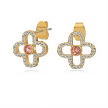 Tipperary Crystal Fleur Earrings Pink Gold