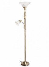 Floor Lamp Two Light Metal with Glass Shade