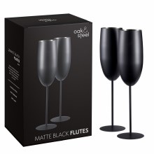 Oak & Steel Flutes Matte Black Set of 2