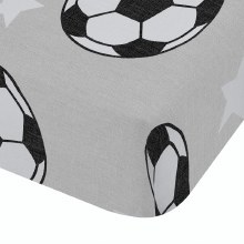 Football Double Fitted Sheet Stars Grey