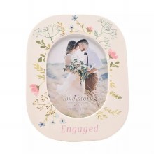 Love Story Frame Ceramic Floral 4*6" Engaged