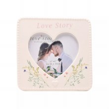 Love Story Frame Ceramic Heart Floral 4*4"