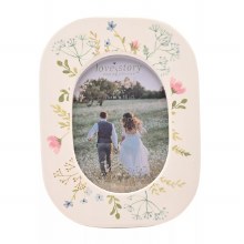 Love Story Frame Ceramic Oval Floral 4*6"