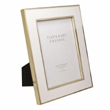 Tipperary Crystal Frame White Enamel with Gold Edge 5*7"