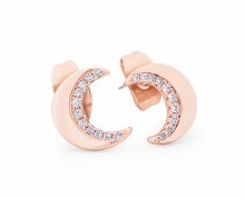 Tipperary Crystal Half Moon Earring Stud Rose Gold