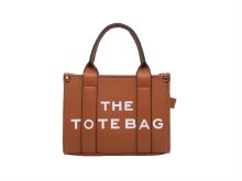Tote Handbag Large Bag Tan with White Writing