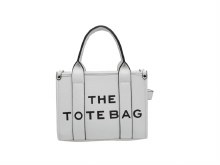 Tote Handbag Large Bag White with Black Writing