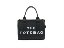 Tote Handbag Medium Bag Black with White Writing