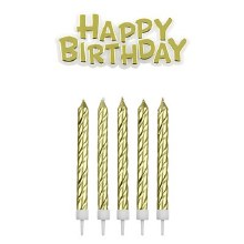Happy Birthday Gold Candle Set