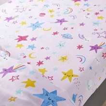 Happy Stars Single Fitted Sheet Pink