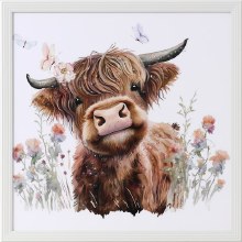 Straits Highland Cow Crystal Picture Left 50cm