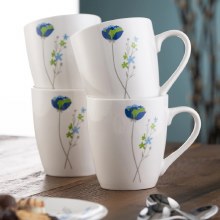 Belleek Indigo Bloom Set of 4 Mugs
