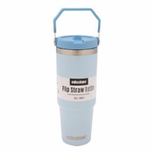 Insulated Mug Flip Straw Blue