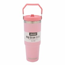 Insulated Mug Flip Straw Pink