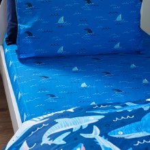 Jawsome Shark Navy Double Bed Fitted Sheet