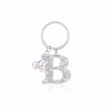 Tipperary Crystal Keyring Letter "B" Pearl & Diamond