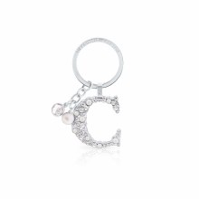 Tipperary Crystal Keyring Letter "C" Pearl & Diamond