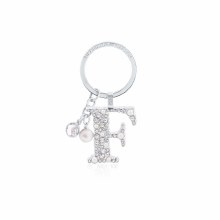 Tipperary Crystal Keyring Letter "F" Pearl & Diamond