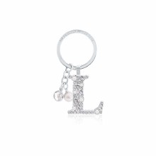 Tipperary Crystal Keyring Letter "L" Pearl & Diamond