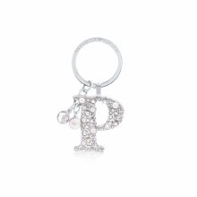 Tipperary Crystal Keyring Letter "P" Pearl & Diamond