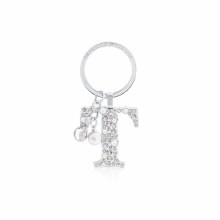 Tipperary Crystal Keyring Letter "T" Pearl & Diamond