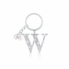 Tipperary Crystal Keyring Letter "W" Pearl & Diamond
