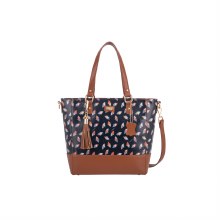 Gionni Handbags Leo Leaf Printed Tote Bag Navy