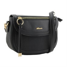 Hampton Handbags Madeira Foldover Saddle Bag Black