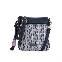 Gionni Handbags MADHU WOVEN PANEL SLIM CROSSBODY NAVY